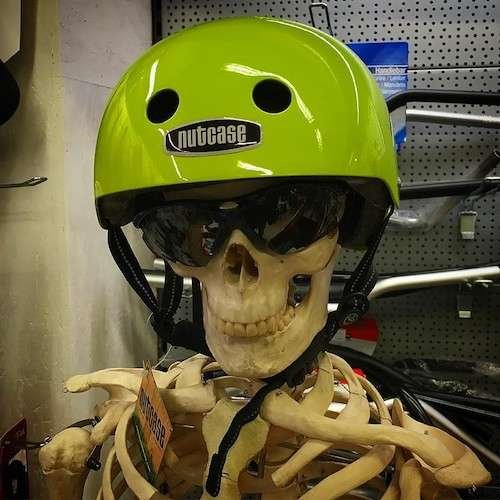 11 Stylish Bike Helmets That Don't Look Stupid and Help You Stay Safe Nutcase helmet on a skeleton mannequin
