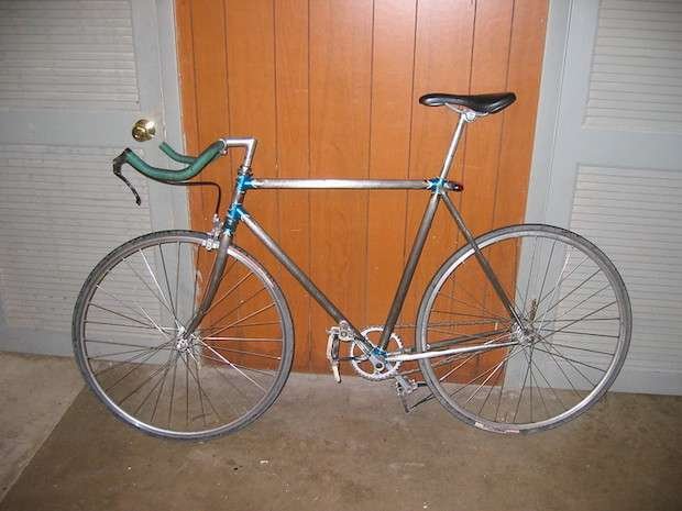 How to Strip Paint from a Bike Frame Road bike stripped of paint down to its aluminum frame