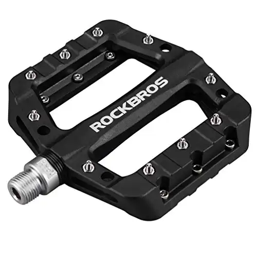 Rock BROS Lightweight Mountain Bike Pedals Nylon Fiber Bicycle Platform Pedals for BMX MTB 9/16 Black
